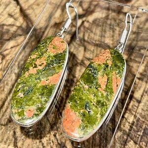 Unakite Jasper Earrings 1 7/8”